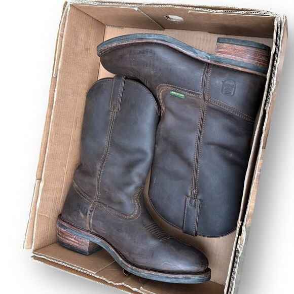 Dan Post Albuquerque Brown Leather Waterproof Pull on Boots Men's size 10 EW - Picture 12 of 12